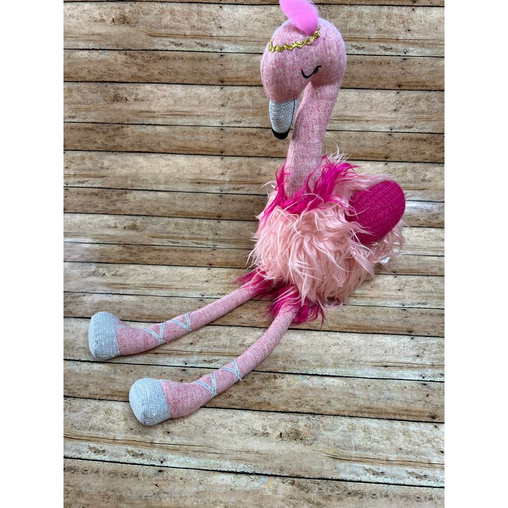 Mud Pie Ballerina Flamingo Plush Ballet Dancer 13" Shelf Sitter